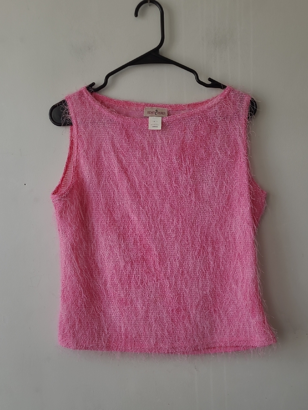 Jones New York Pink Fuzzy Sleeveless Knit Top. New Without Tag